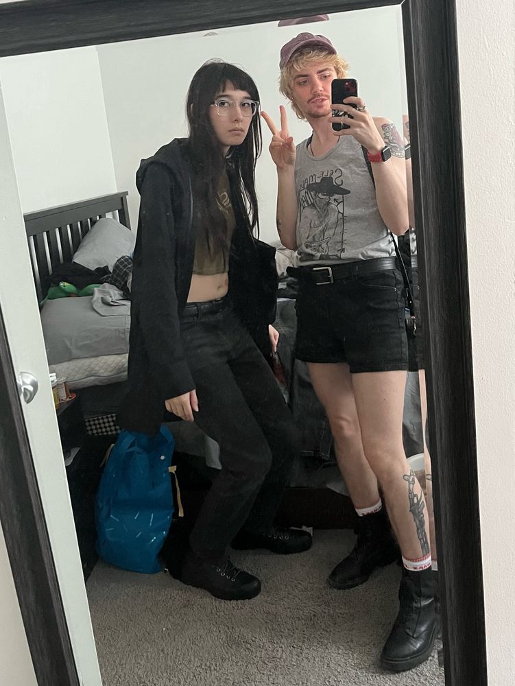 mirror selfie of my roommate Jane and I 