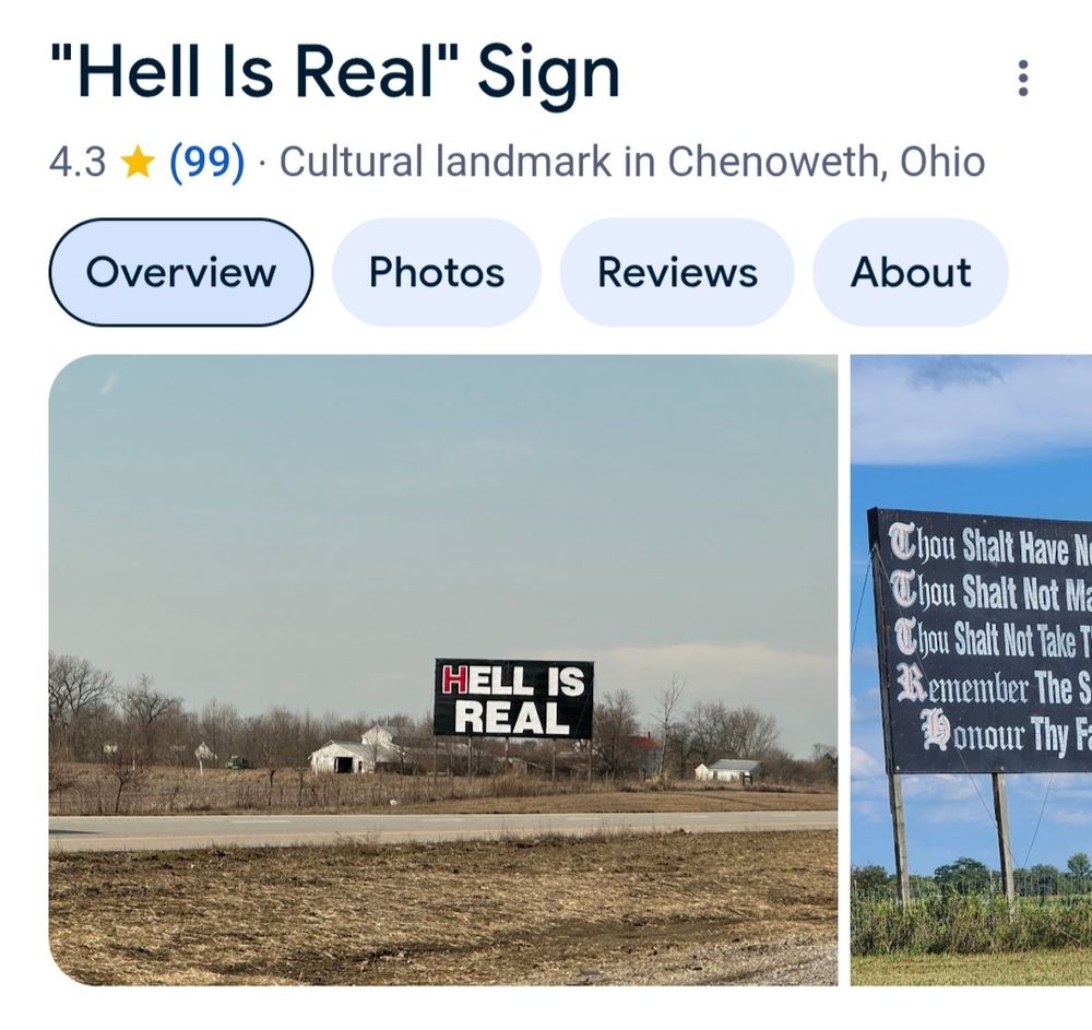 The infamous Hell is Real billboard.