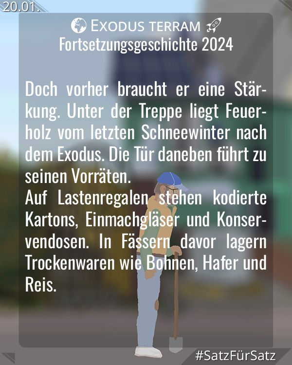 Bild zeigt: Oswald vor minzgrünem Haus