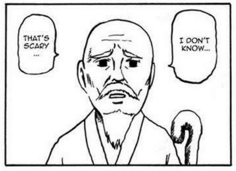 Panel from True Power comic of the old master looking worried and saying, “That’s scary… I don’t know…”