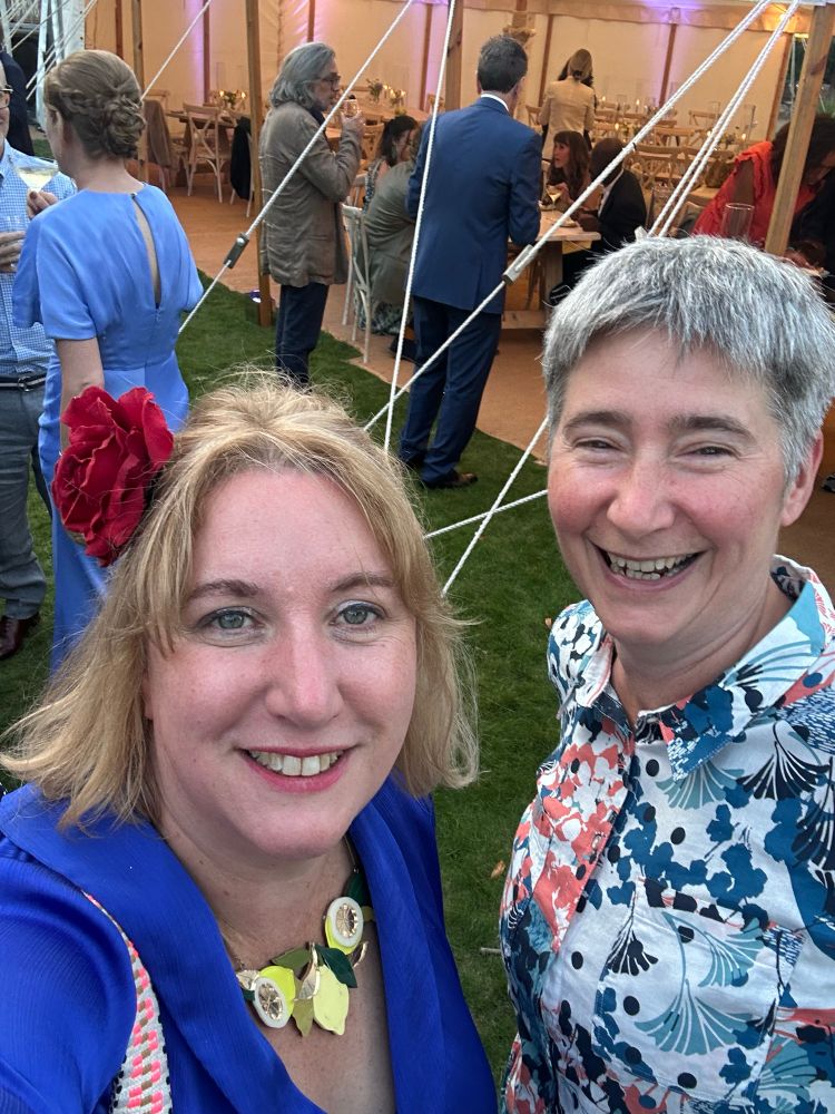 Pic of me and Abigail outside the wedding tent at the Chelsea Physic garden 