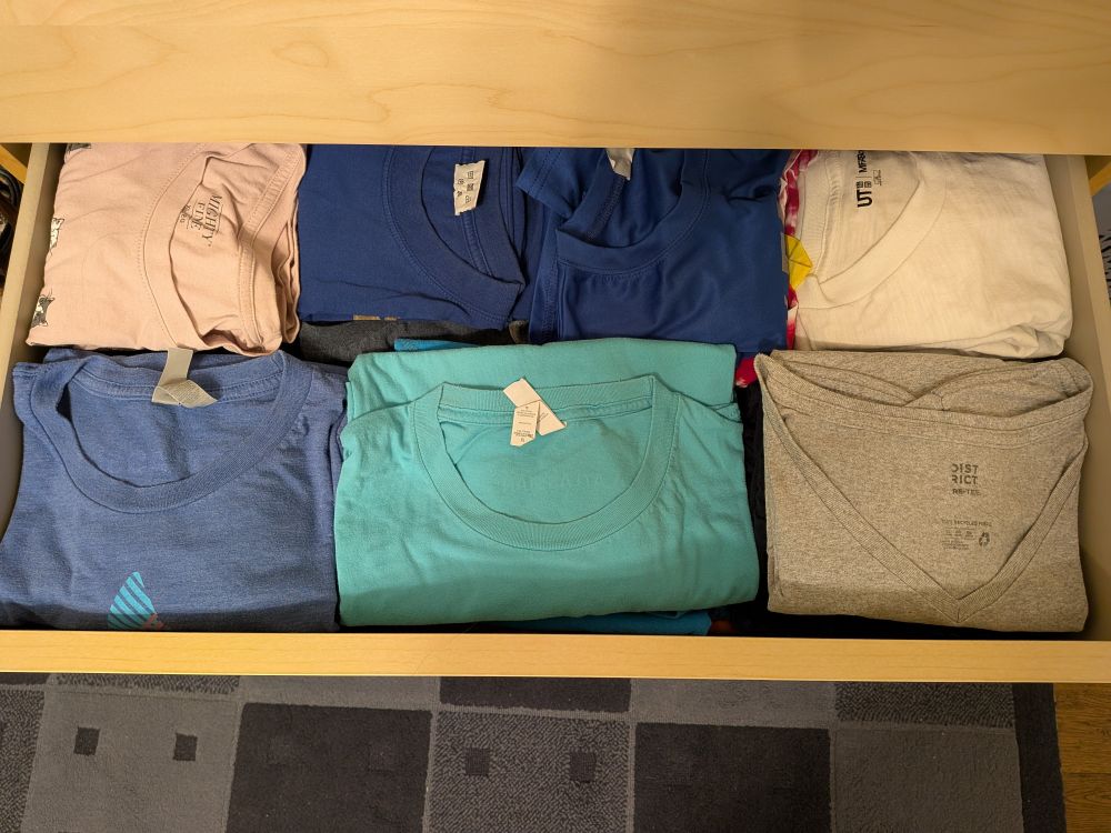 Drawer full of T-shirts