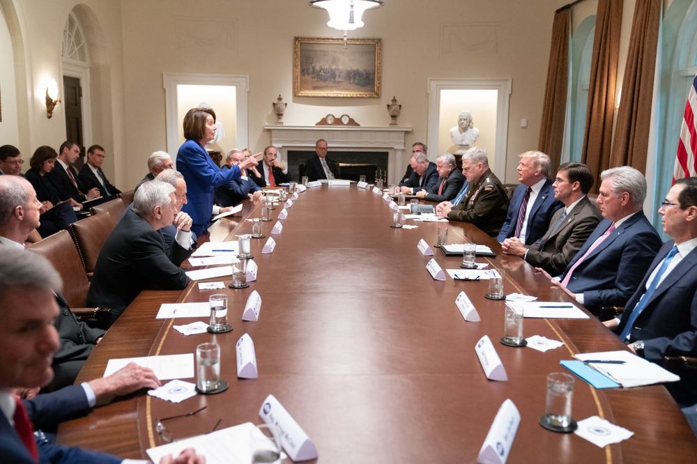 Speaker of the House Nancy Pelosi holding President Donald Trump to account at the White House