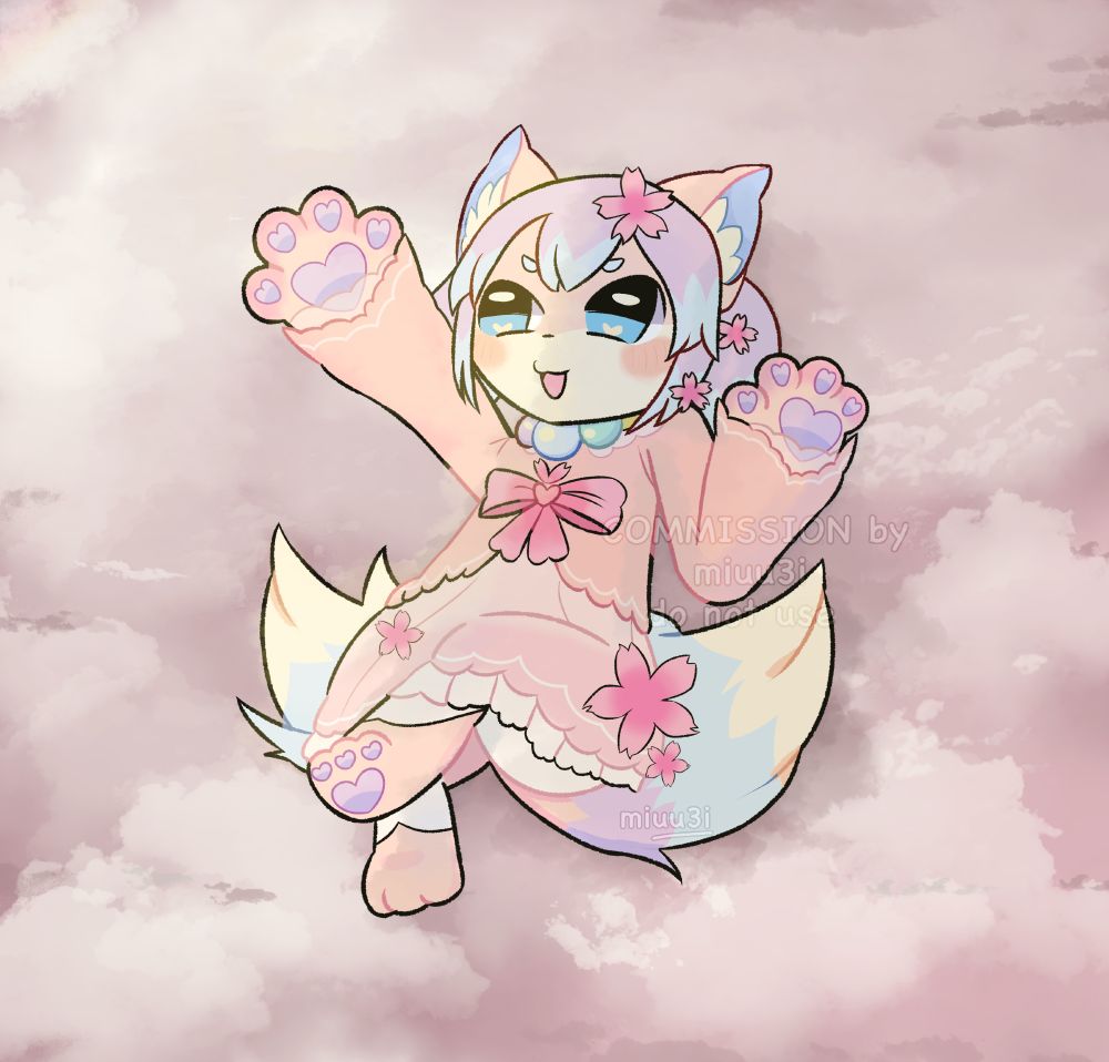 pink themed furry around pink clouds