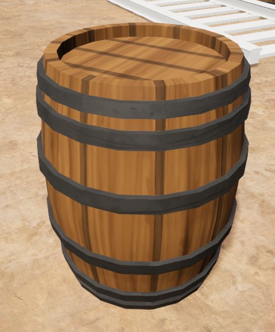 A 3D model of a barrel for the game Admit One