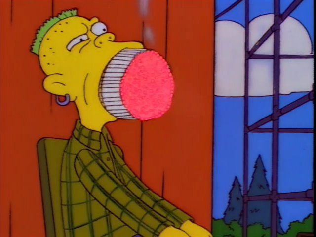 Una imagen de los simpson con un chaval fumando cientos de cigarrillos