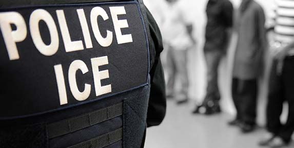 US Immigration and Customs Enforcement (ICE) raid scene