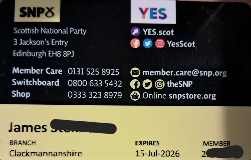 An SNP membership card