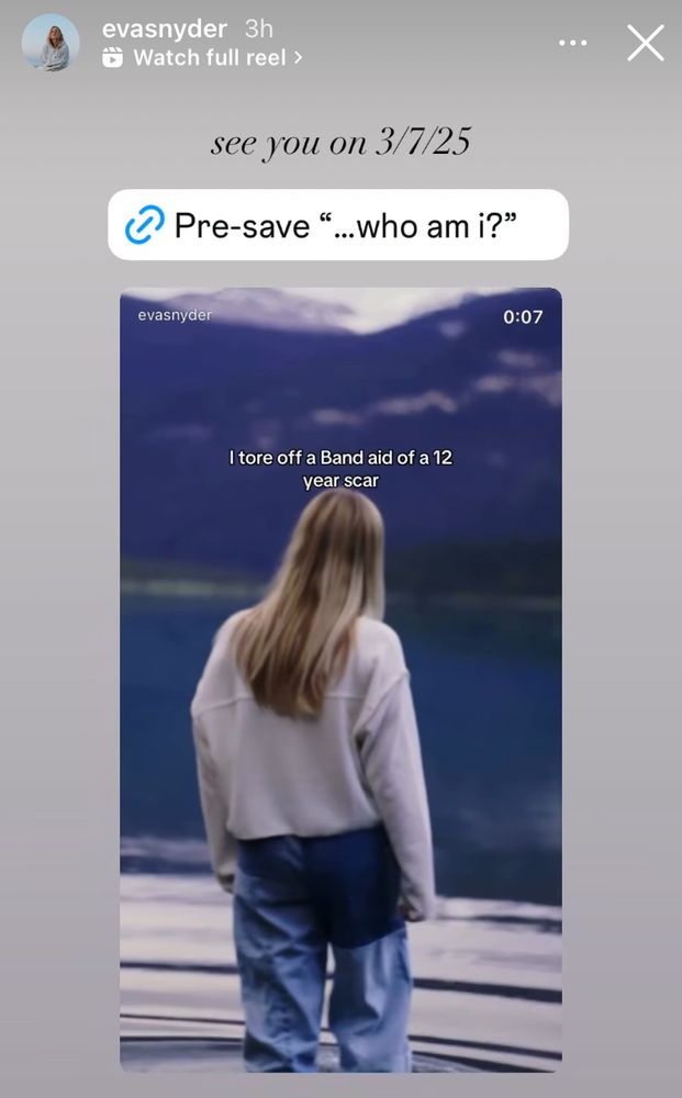 Screenshot from Instagram advertising new music 