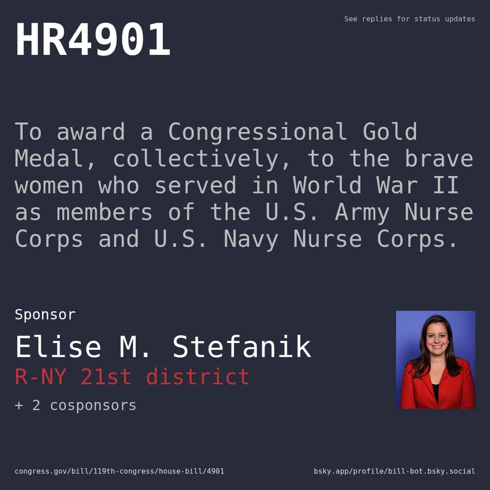 Description of HR4901, and a depiction of its sponsor, Elise M. Stefanik.