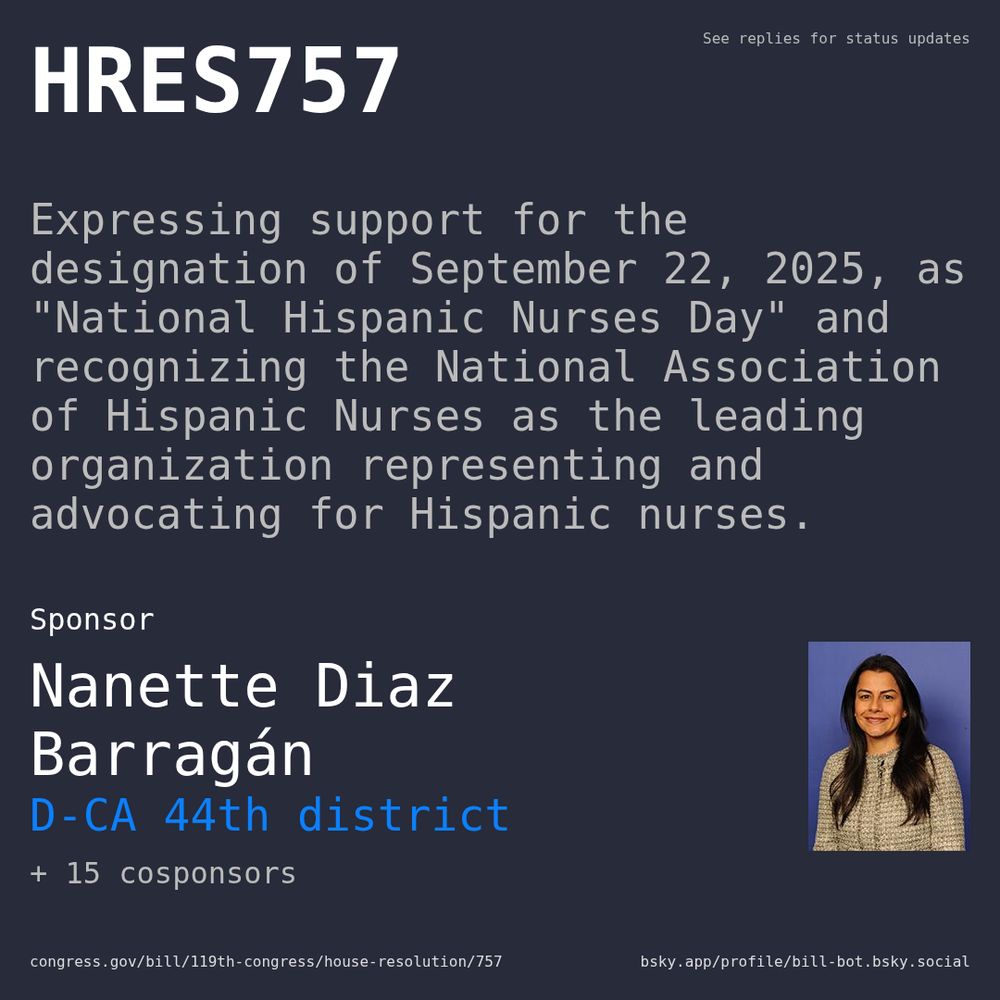 Description of HRES757, and a depiction of its sponsor, Nanette Diaz Barragán.