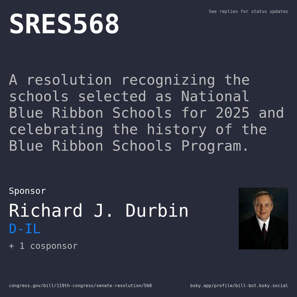 Description of SRES568, and a depiction of its sponsor, Richard J. Durbin.