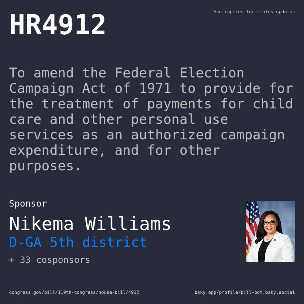 Description of HR4912, and a depiction of its sponsor, Nikema Williams.