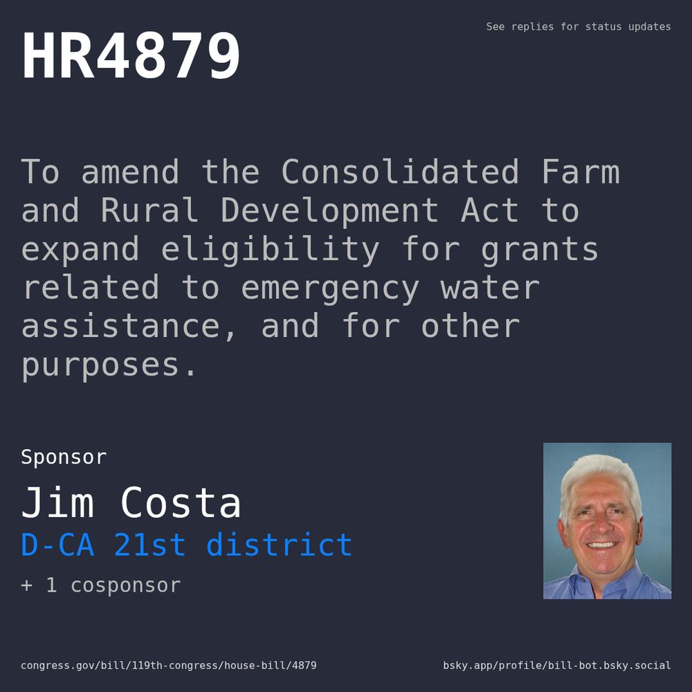 Description of HR4879, and a depiction of its sponsor, Jim Costa.