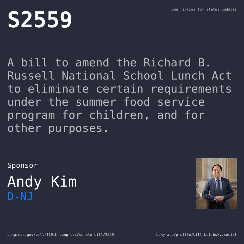 Description of S2559, and a depiction of its sponsor, Andy Kim.