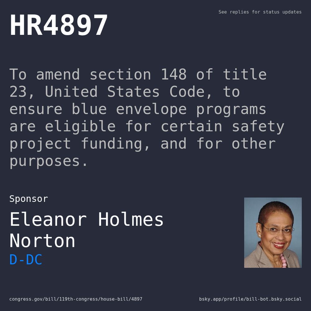 Description of HR4897, and a depiction of its sponsor, Eleanor Holmes Norton.