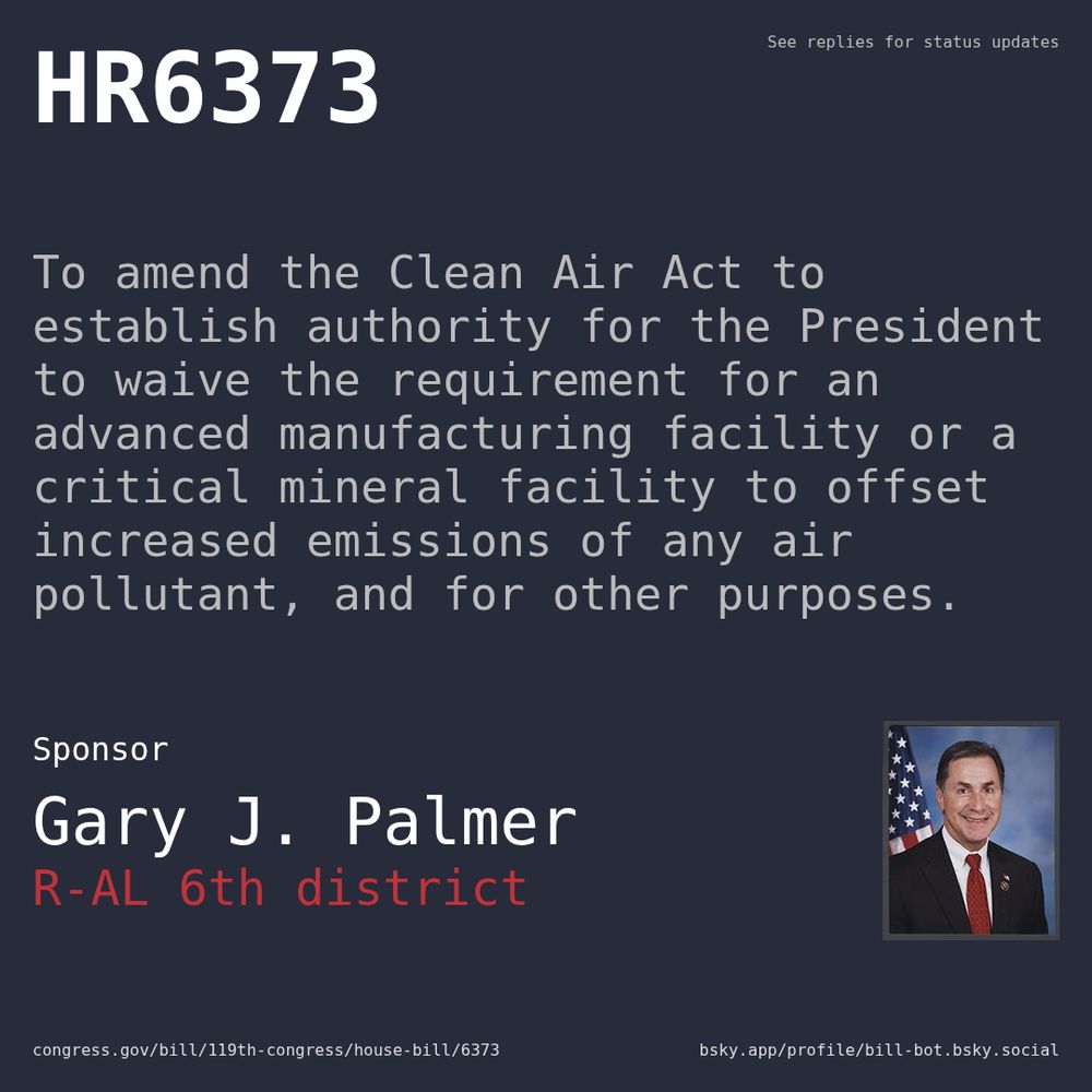 Description of HR6373, and a depiction of its sponsor, Gary J. Palmer.
