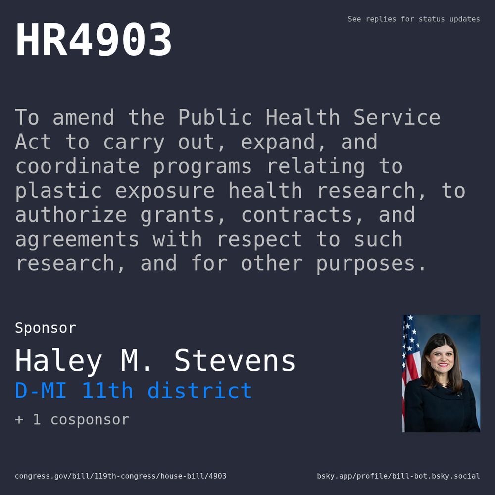 Description of HR4903, and a depiction of its sponsor, Haley M. Stevens.