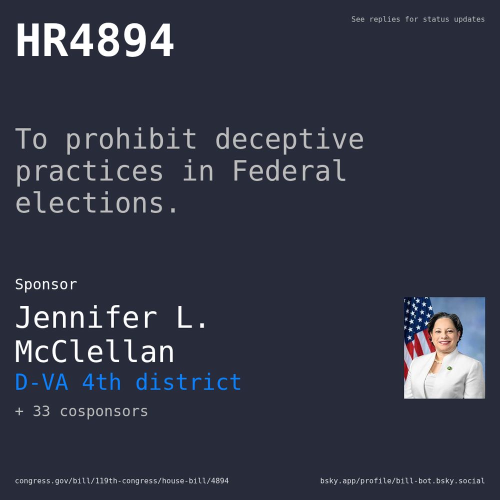 Description of HR4894, and a depiction of its sponsor, Jennifer L. McClellan.
