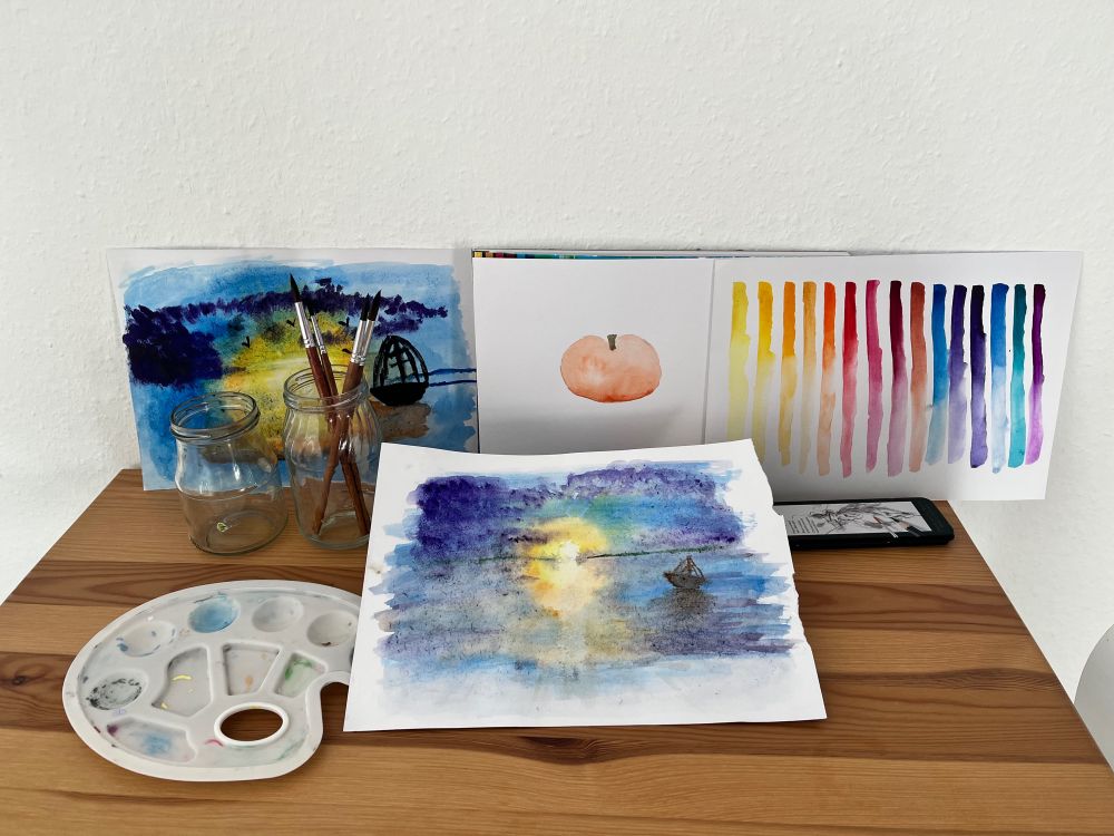 Kleine Auswahl an Aquarellen von Anfängern gestaltet