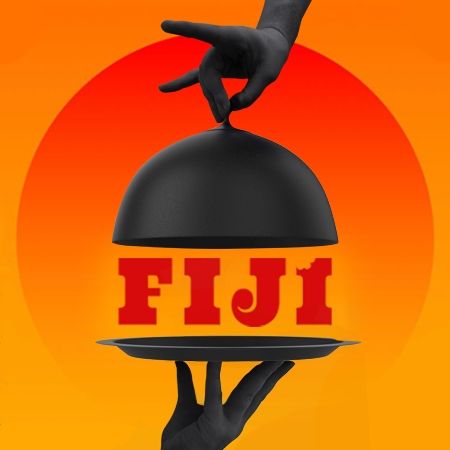 An orange background and a haunting, shadow of a plate. The title is in red. 