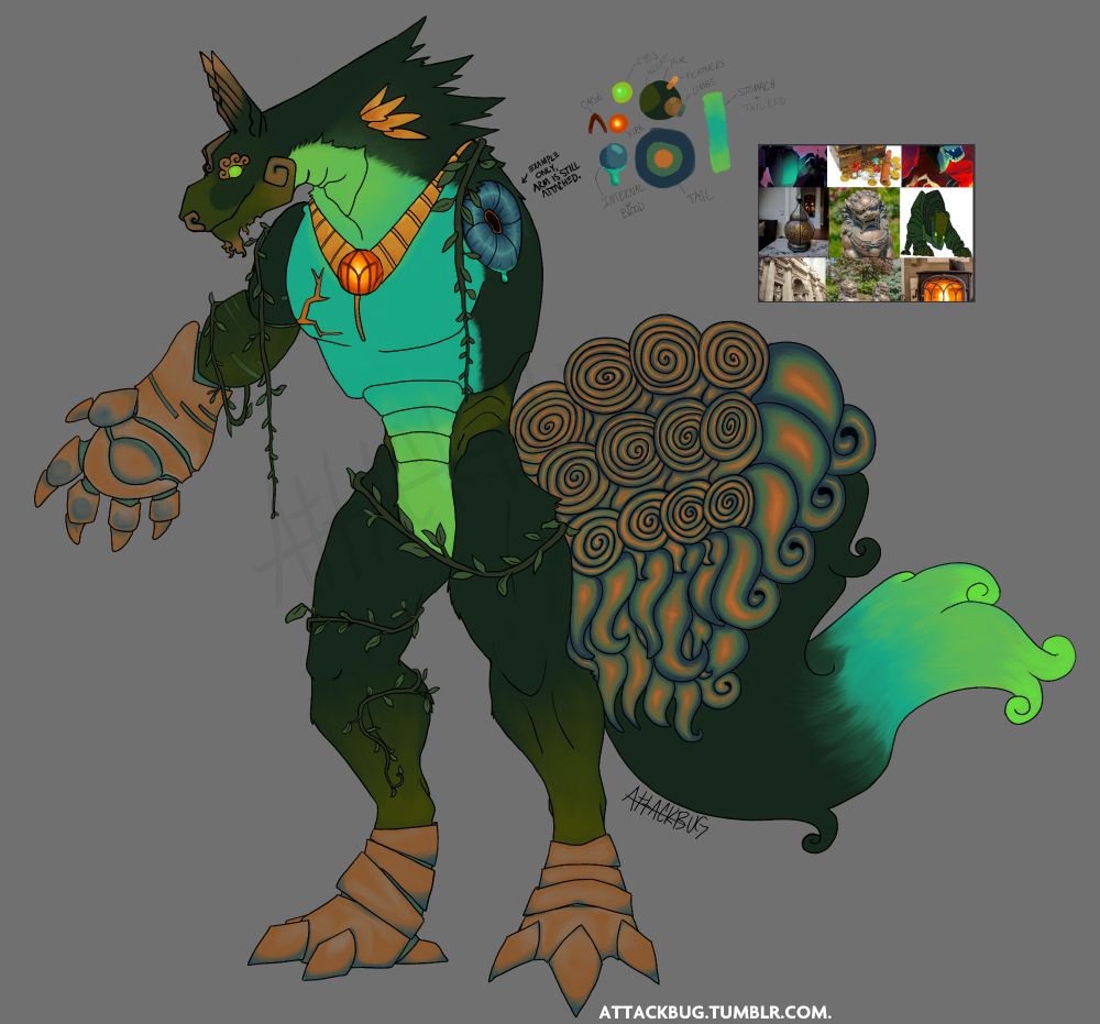 A juugrem custom inspired by a moodboard in greens, teals, a coppery browns. 