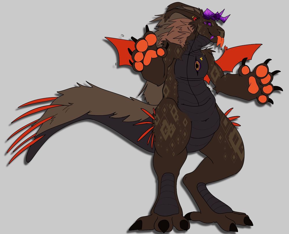 A Juugrem for KaijuHyena, featuring a dark brown coat with orange accents. 