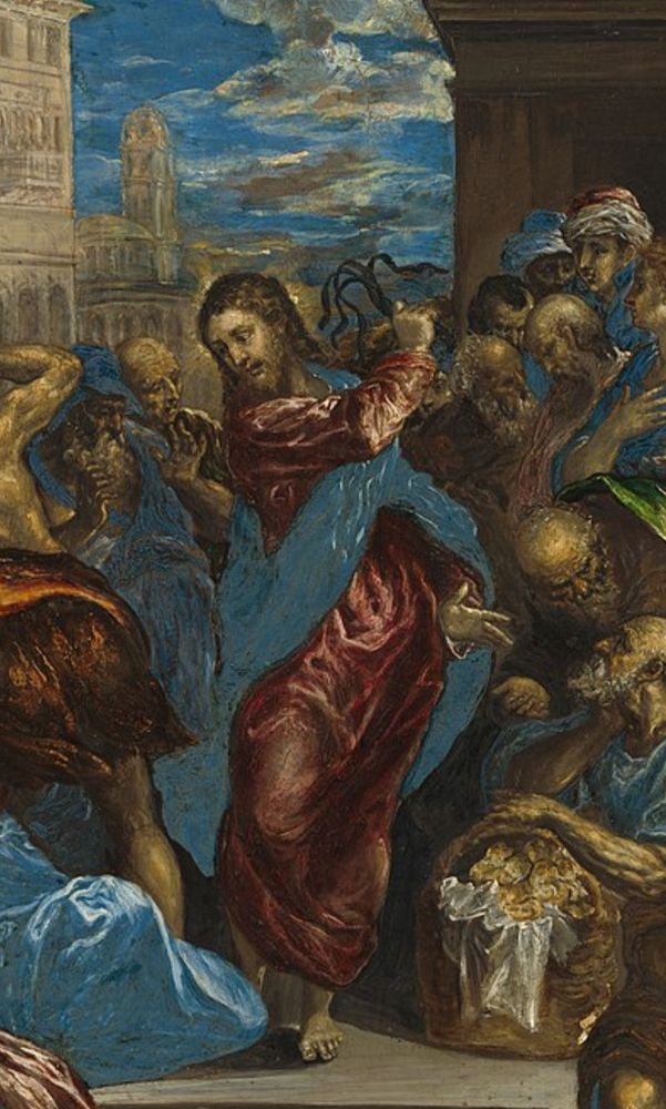 Jesus tossing up a casino.