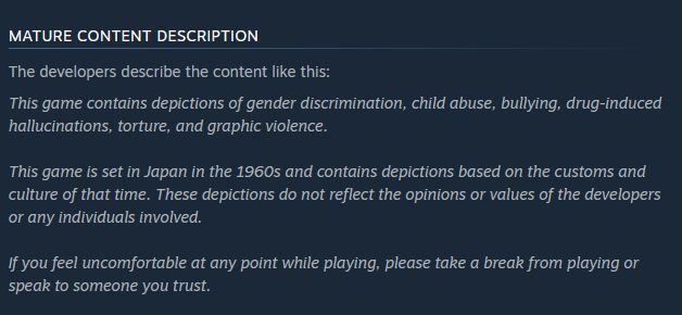 Silent HIll f Steam content warning