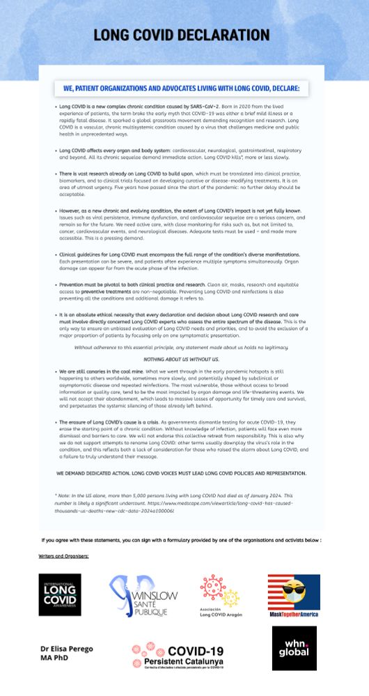 The Long COVID Declaration as shown on the website of Long COVID Rise Up. https://longcovidriseup.eu/lc-declaration/ 