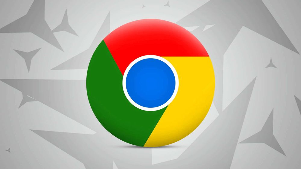 Chrome logo on grey abstract background