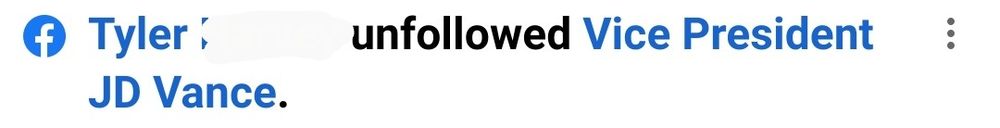 Screenshot showing that I had to unfollow JD Vance.