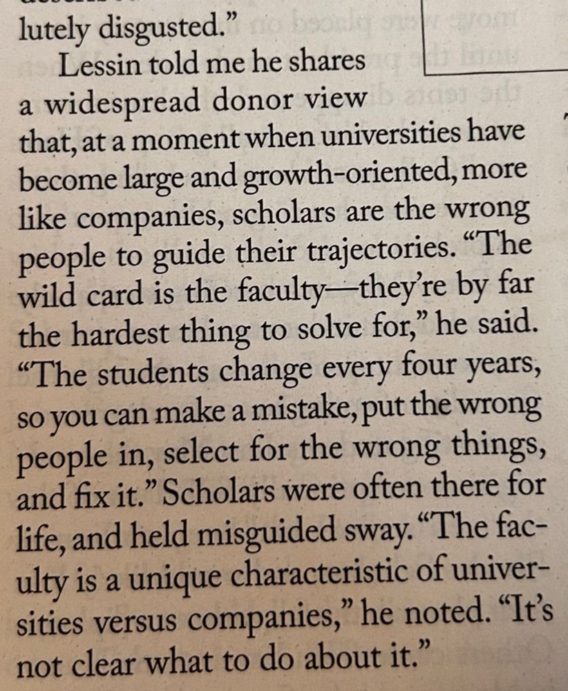 Screenshot from Heller’s article in latest New Yorker quoting donors targeting faculty 