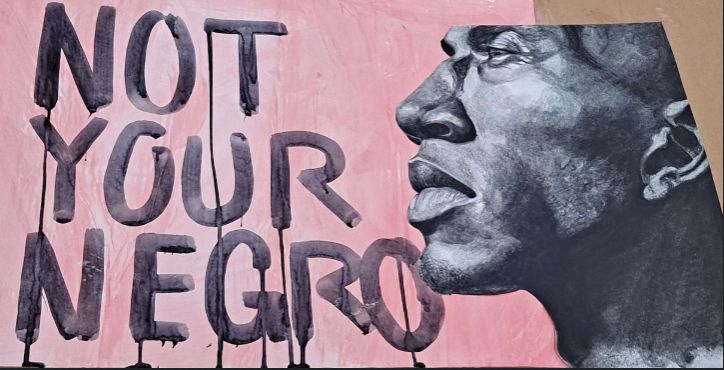 Charcoal and acrylic paint on Cardboard. 