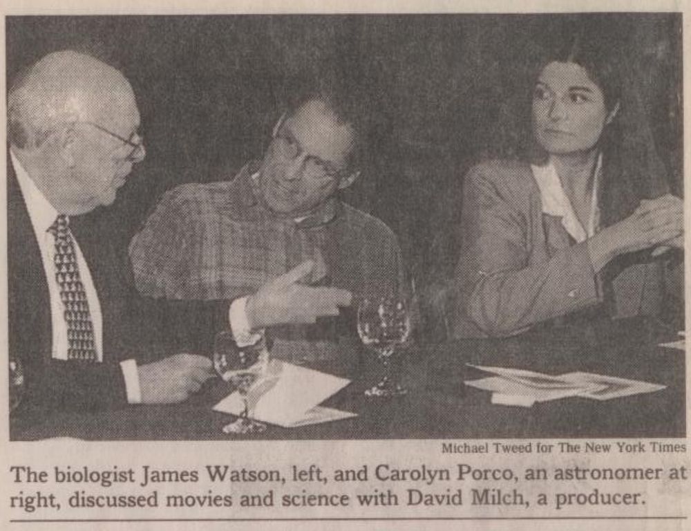 NYT article "Scientists Seek a New Movie Role: Hero, not Villain", December 1, 1998