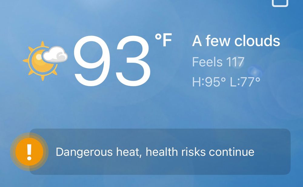 Temperature in Ottawa, Canada shown in Fahrenheit. It is currently 93°F and with the humidity 117°F. 