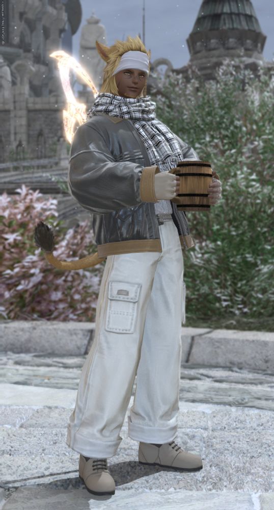 catboy from final fantasy 14 holding a tankard