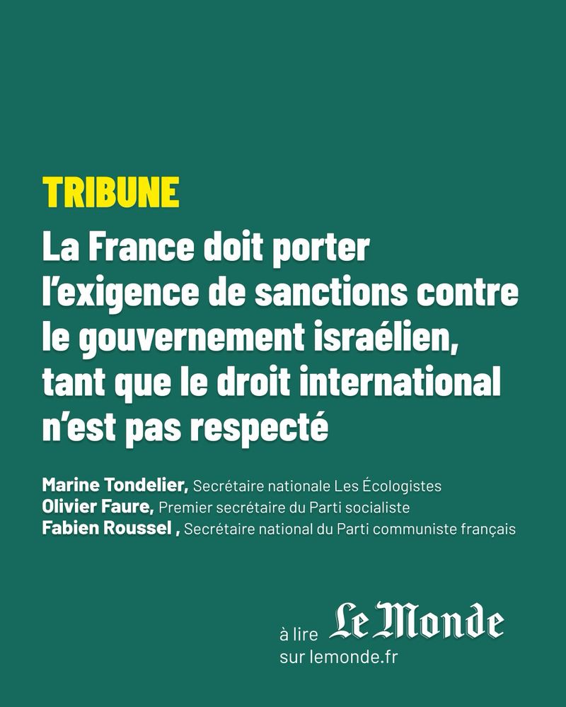 La France doit porter l’exigence de sanctions contre le gouvernement israélien 