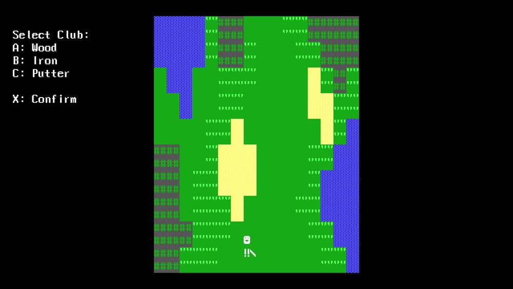 screenshot of an ascii golf game