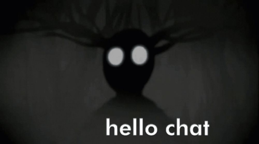 a black and white image with the words hello chat