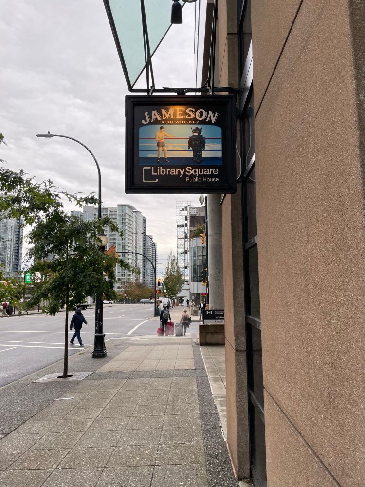 A sign saying Jameson Whiskey library square