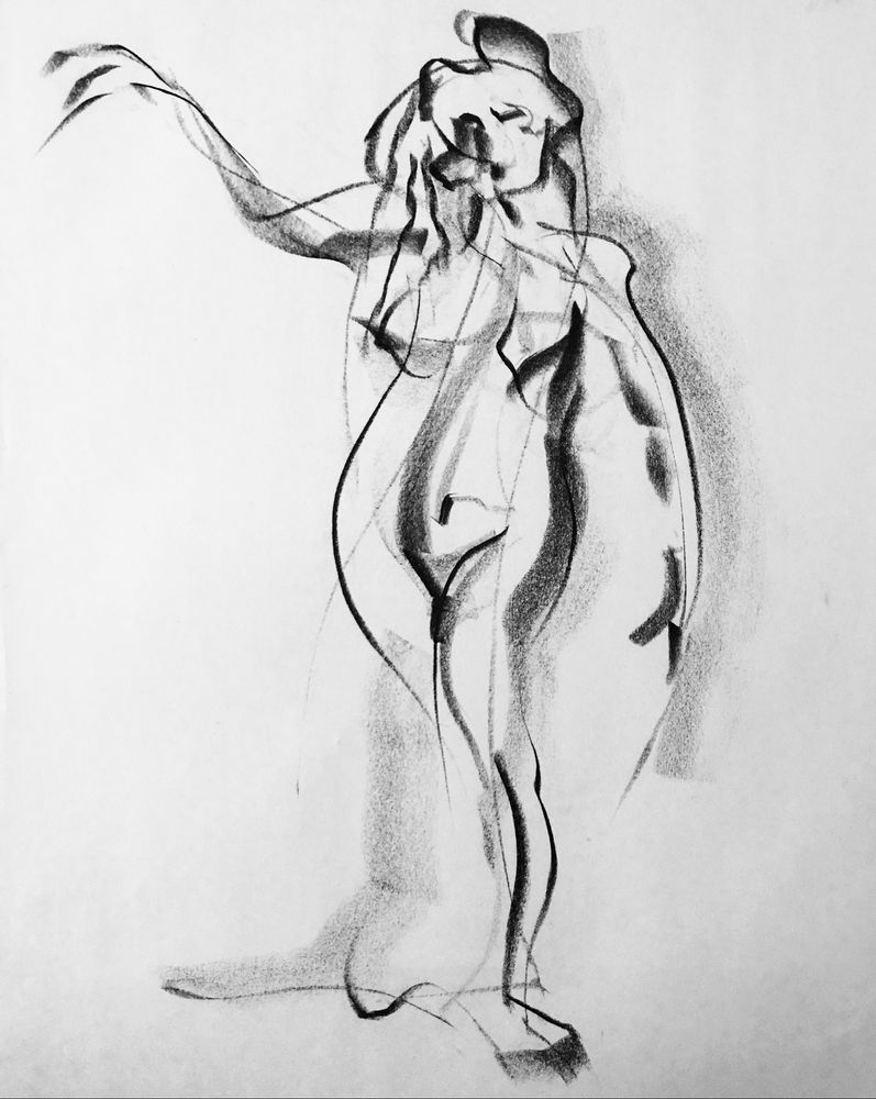 Gesture drawing of a female life model