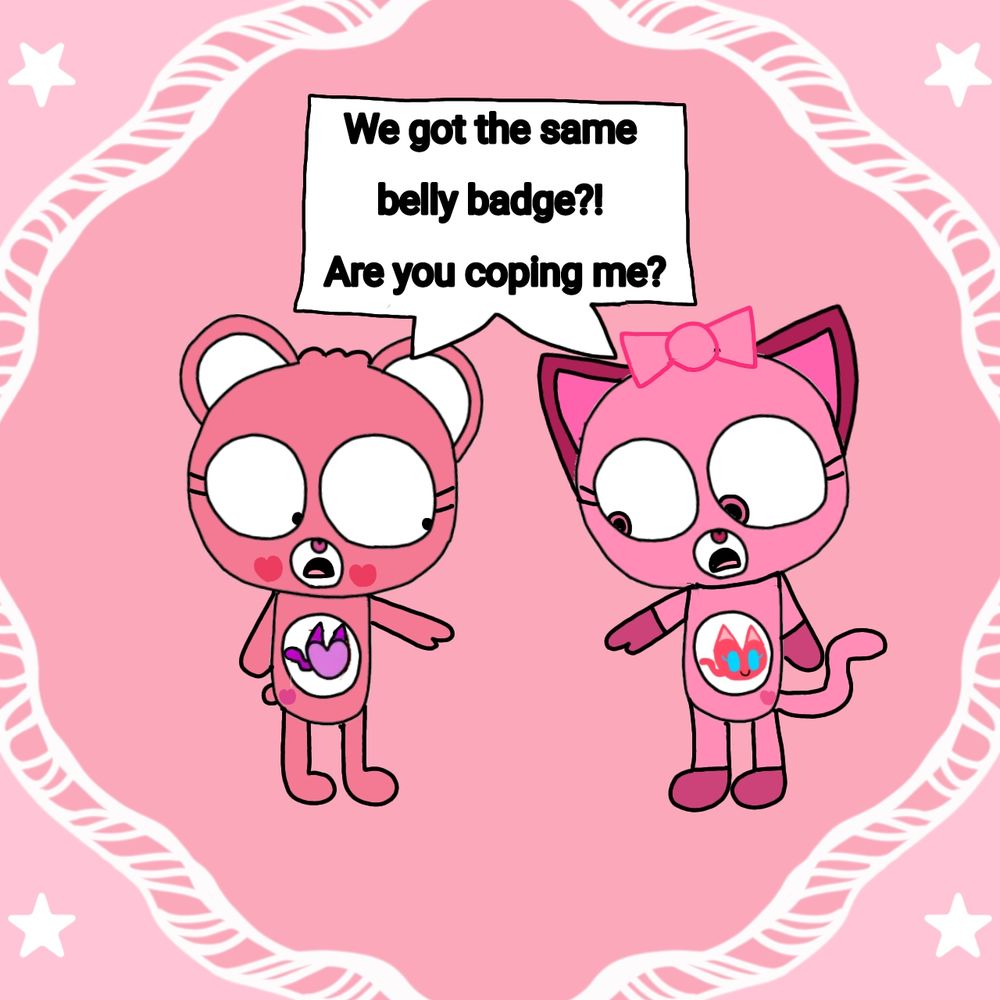 Shes are shocked by looking down on hers belly badge is similar! 