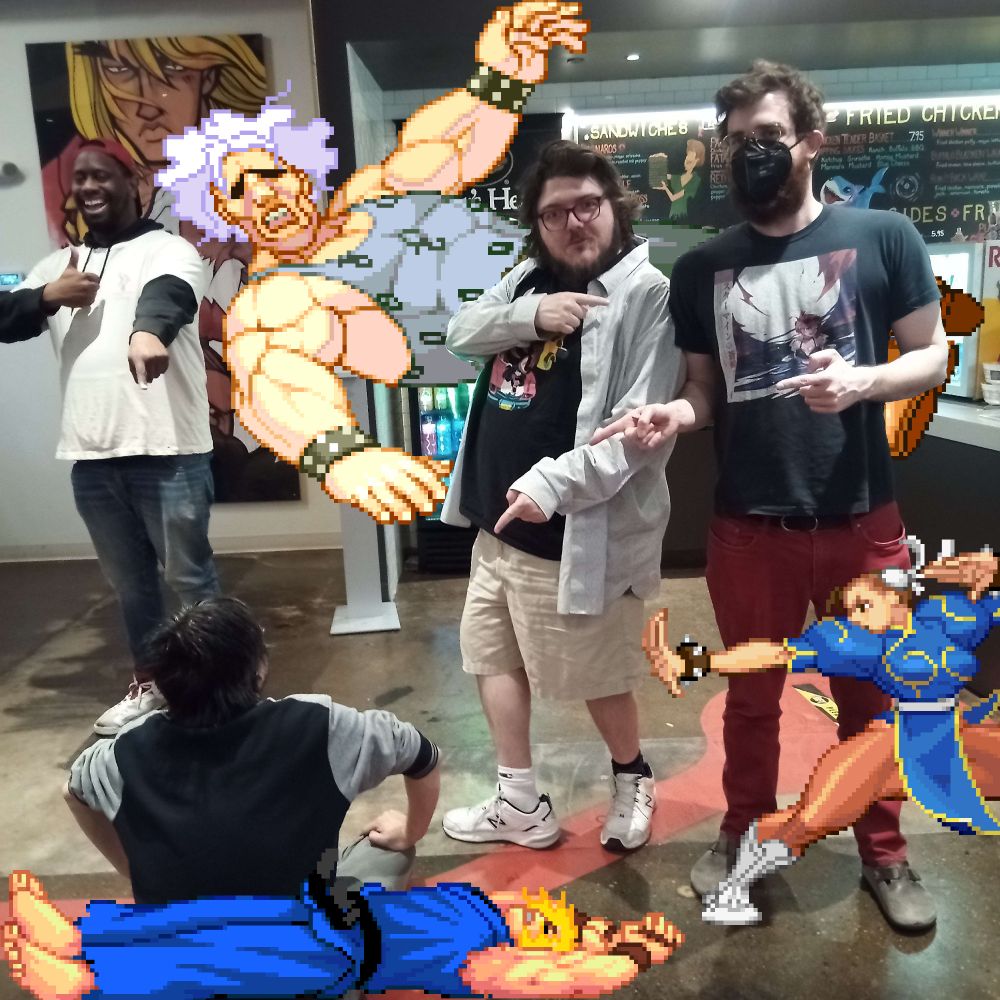 top 3 with character sprites. Dan sits on the ground, defeated, while Dom points and laughs