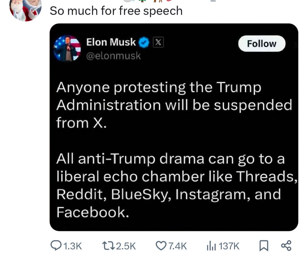 Not sure if this is real, but it certainly seems to be against freedom of speech absolutism.