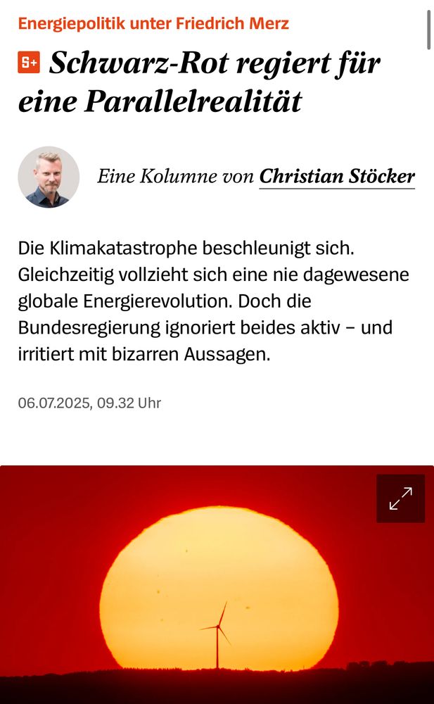 Energiepolitik unter Friedrich Merz

Schwarz-Rot regiert für eine Parallelrealität

 Christian Stöcker
Eine Kolumne von Christian Stöcker
Die Klimakatastrophe beschleunigt sich. Gleichzeitig vollzieht sich eine nie dagewesene globale Energierevolution. Doch die Bundesregierung ignoriert beides aktiv – und irritiert mit bizarren Aussagen.