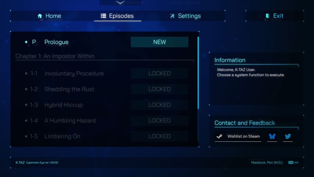 Screenshot of Cutting Edge's level select screen, showing a Prologue option as well as five locked options.