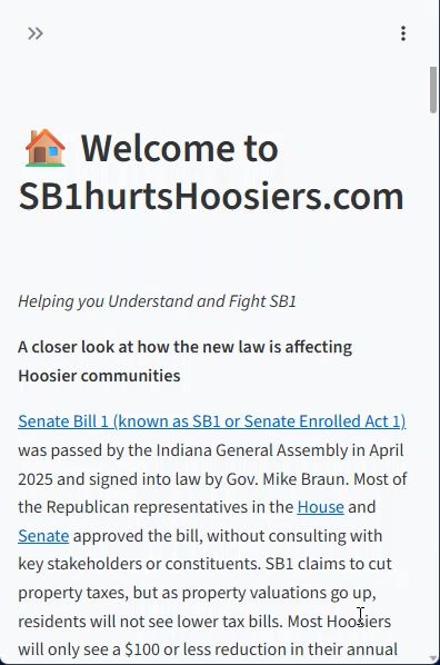 Welcome page for SB1hurtshoosiers.com