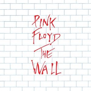 Album cover, "Pink Floyd, The Wall" in red against the outline of a brick wall.