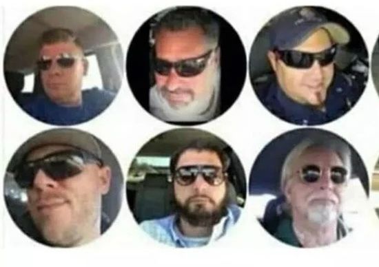 Fotos de perfil de “homens de direita” - selfie no carro, todos eles de óculos escuros